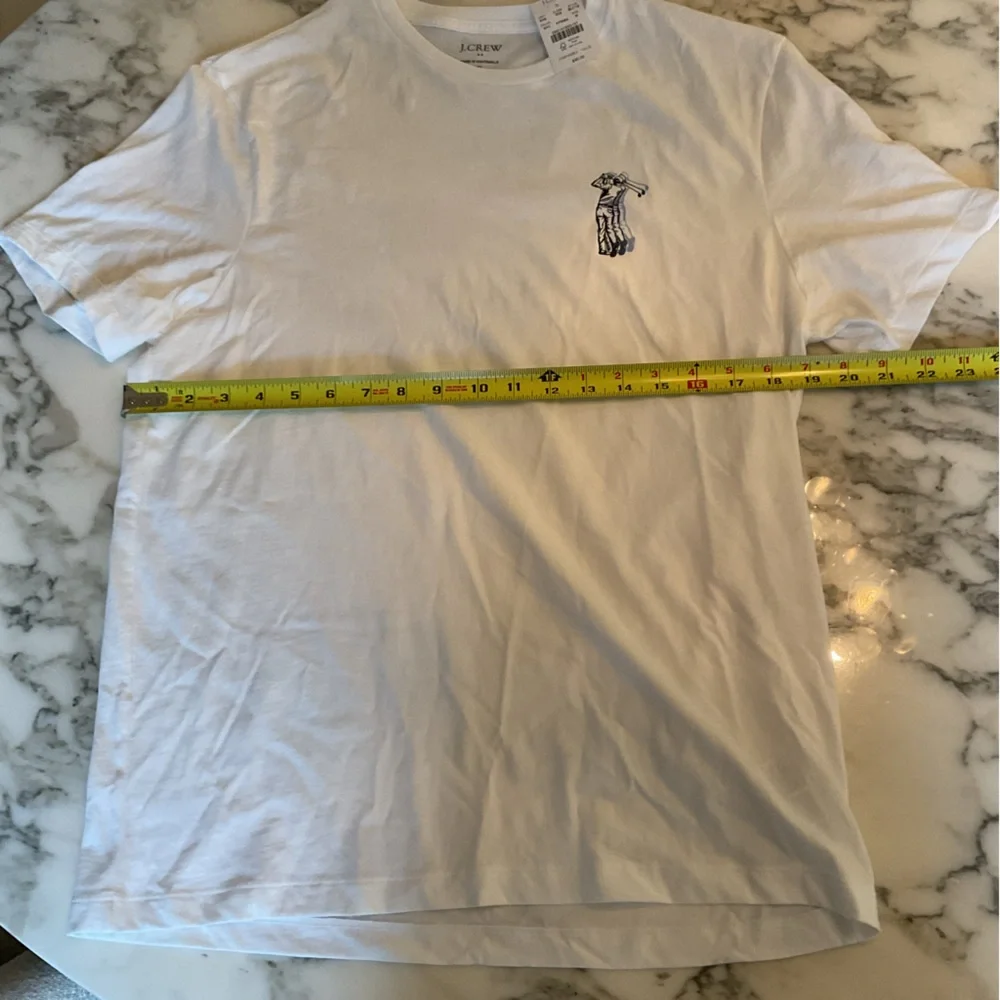 NWT J.Crew White Graphic Tee with Blue Golfer Print in Size Medium